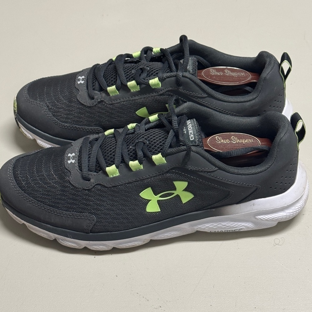 Under Armour Black and Neon Green Athletic Shoes - Picture 3 of 14